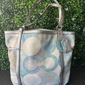Coach Audrey Metallic Graphic Op Art Cinched Tote